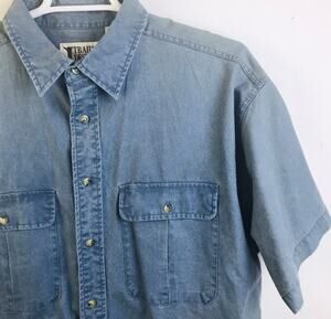 Trail Designs Men's XL Blue Denim Utility Travel Shirt    Pockets Outdoors